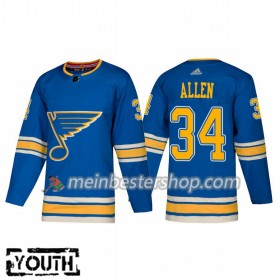 St. Louis Blues Jake Allen 34 Adidas 2018-2019 Alternate Trikot Authentic - Kinder